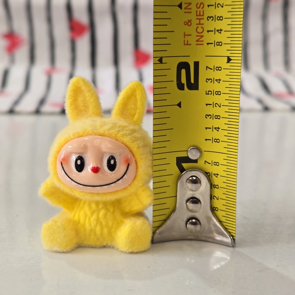 Yellow Mini Fuzzy Labubu Figurine - Picture 6 of 6